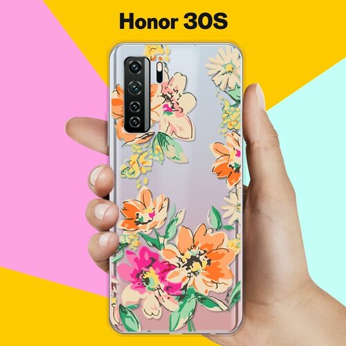 Силиконовый чехол Цветы оранжевые на Honor 30s силиконовый чехол цветы фиолетовые на honor 30s