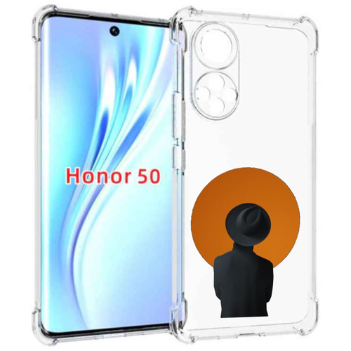 Чехол задняя-панель-накладка-бампер MyPads парень в шляпе в оранжевом кружке для Huawei Honor 50/Huawei Nova 9 противоударный