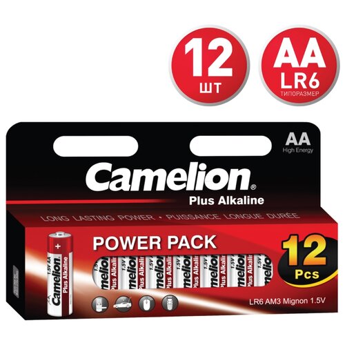 Батарейка Camelion Plus Alkaline AA, в упаковке: 12 шт.