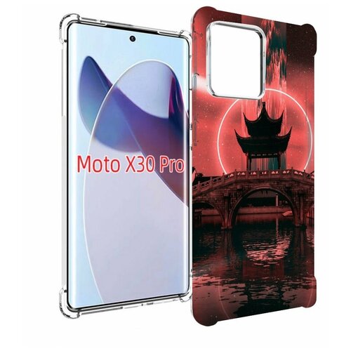 Чехол MyPads японский мост красный фон для Motorola Moto X30 Pro задняя-панель-накладка-бампер