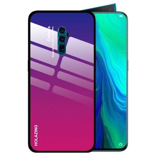 фото Чехол-бампер mypads для oppo reno 2z стеклянный из закаленного стекла с эффектом градиент зеркальный блестящий переливающийся фиолетовый