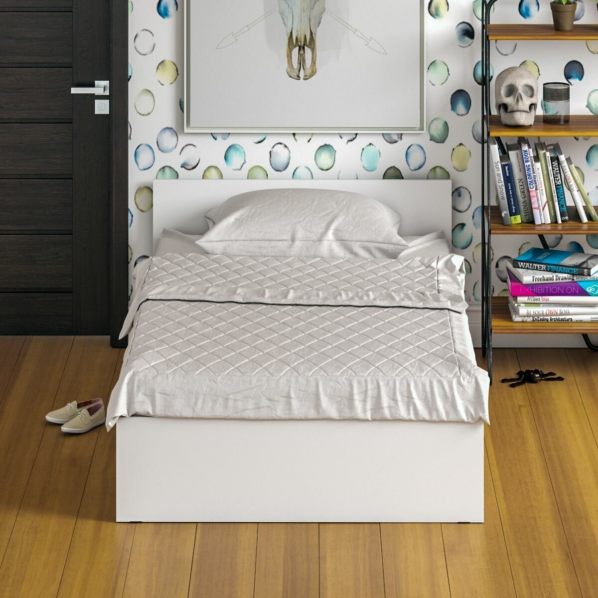 Кровать белая Стандарт 1200, цвет белый, ШхГхВ 123,5х203,5х70 см, сп. м. 1200х2000 мм, без матраса, основание есть