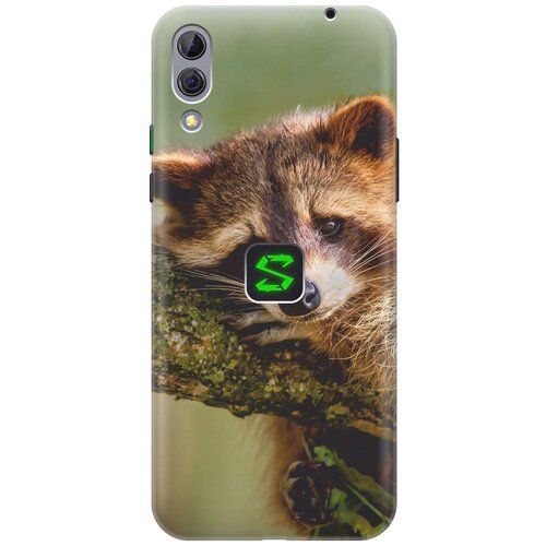 фото Cиликоновый чехол на xiaomi black shark 2 / сяоми блэк шарк 2 с принтом "задумчивый енот" gosso