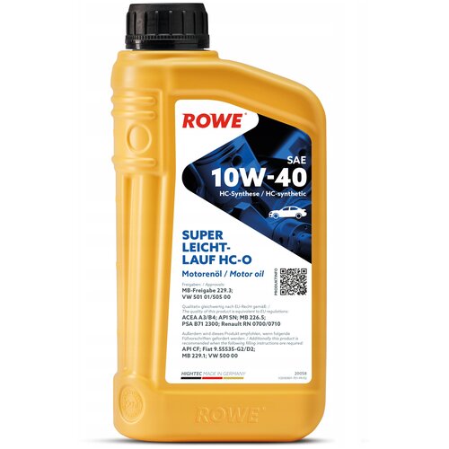 Масло моторное ROWE HIGHTEC SUPER LEICHTLAUF HC-O 10W-40 синтетическое 20 л