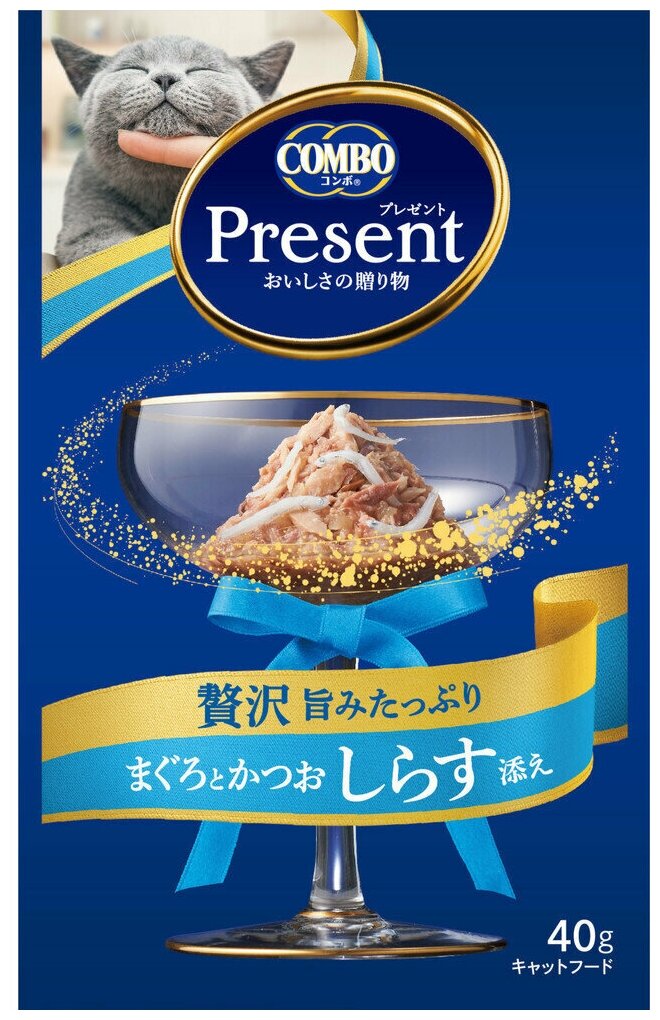 Корм для кошек влажный Present Japan Premium Pet Японский тунец-бонито с тихоокеанской сардиной в собственном соку, 40 г - фотография № 1