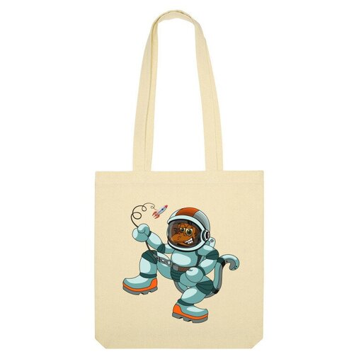 сумка обезянка космонавт ярко синий Сумка шоппер Us Basic, бежевый