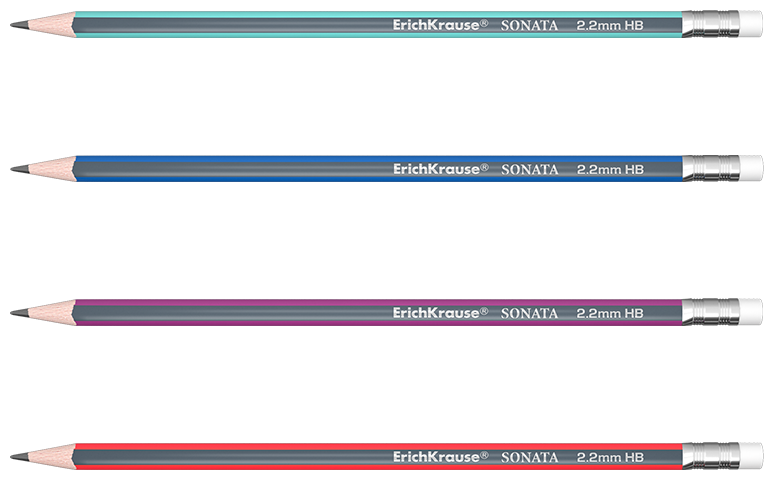 Карандаш HB Erich Krause чернографитный трехгранный с ластиком ErichKrause Sonata - фото №2
