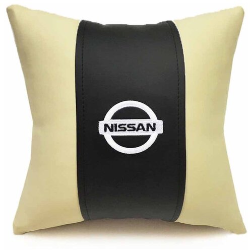 фото Автомобильная подушка на спинку кресла auto premium nissan черный/бежевый