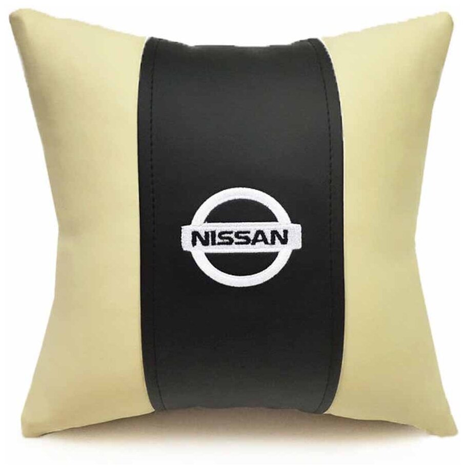 Подушка декоративная Auto Premium "NISSAN", цвет: черный, бежевый