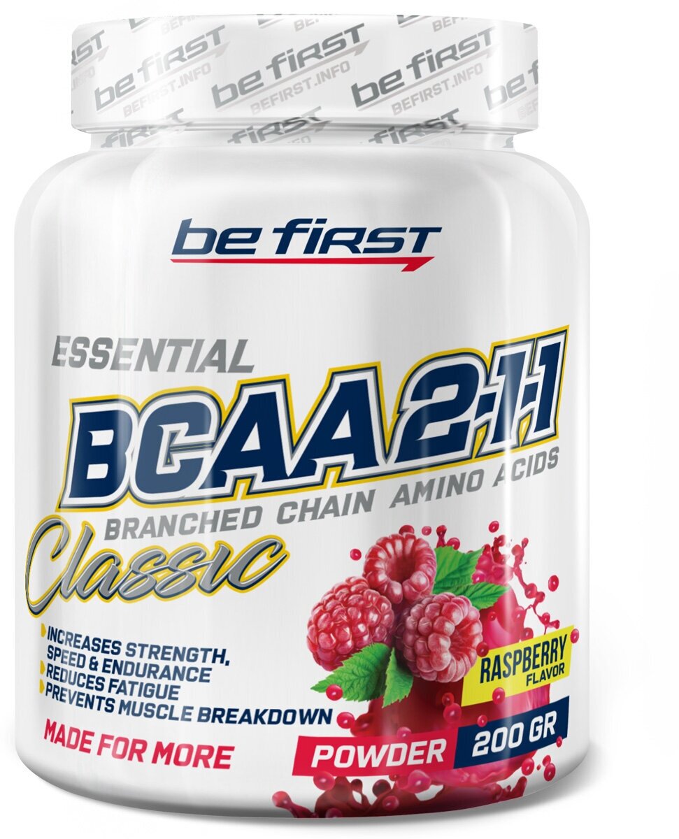 Be First BCAA 2:1:1 Classic Powder - 200 грамм, малина