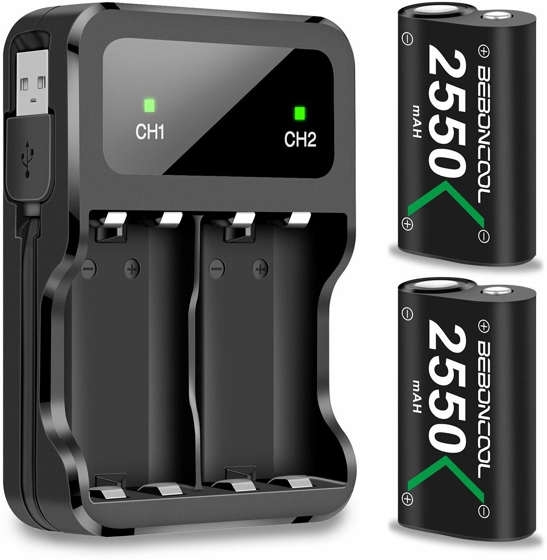 Зарядная станция с 2 аккумуляторами 2550mAh для XBOX ONE / SERIES S X BEBONCOOL