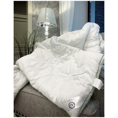 Гипоаллергенное теплое зимнее одеяло евро 200х220 бамбук, сатин, белое, 