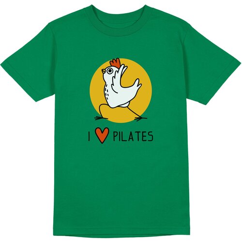 фото Мужская футболка «я люблю пилатес. спортивная курица на желтом фоне» (s, зеленый) us basic