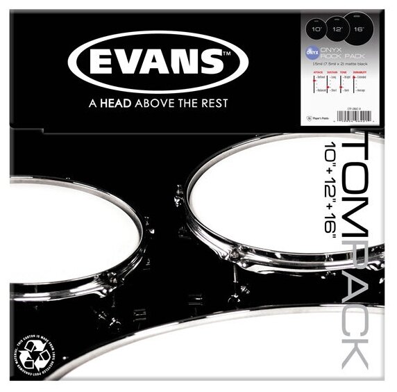 ETP-ONX2-R Onyx Coated Rock Набор пластика для том барабана (10", 12", 16"), Evans