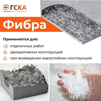 Фибра для бетона ГСКА®, фиброволокно, добавка в раствор, 6 мм (уп. 1кг)