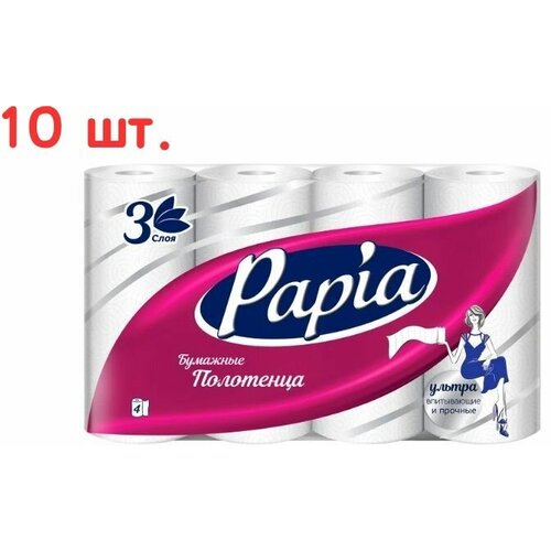 бумажные полотенца papia decor 3 слоя 2 рулона х2 Бумажные полотенца 4 рулона, 3 слоя (10 шт.)