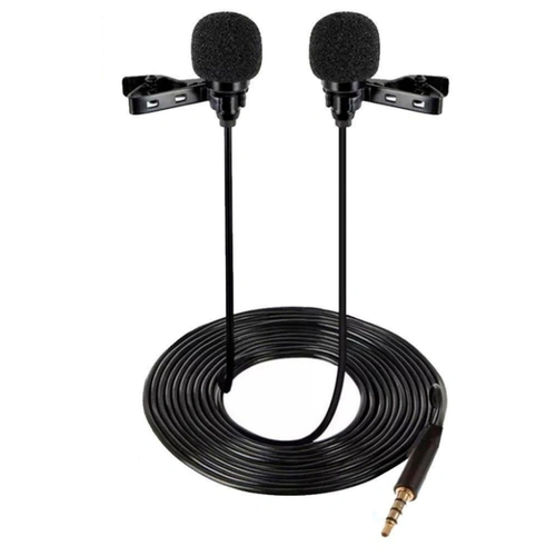 Микрофон CANDC DC-C6DM двойной, петличный, Jack 3.5mm, черный