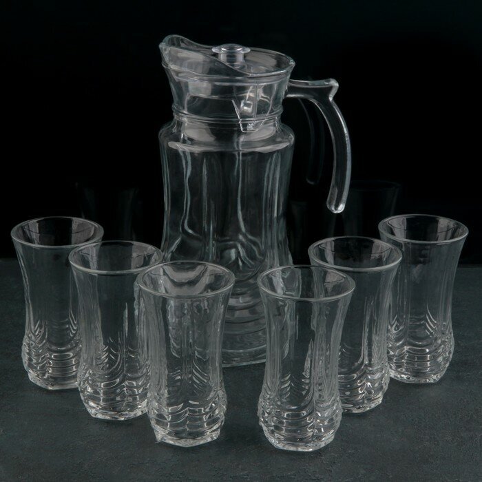 Набор для напитков из стекла «Волна», 7 предметов: кувшин 1,9 л, 6 стаканов 200 мл
