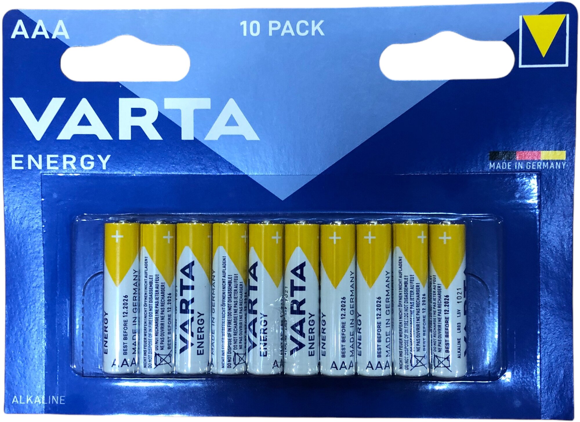 Батарейка Varta ENERGY LR03 AAA BL10 Alkaline 1.5V (4103) (10/200) Varta ENERGY LR03 AAA (04103229491) - фото №14