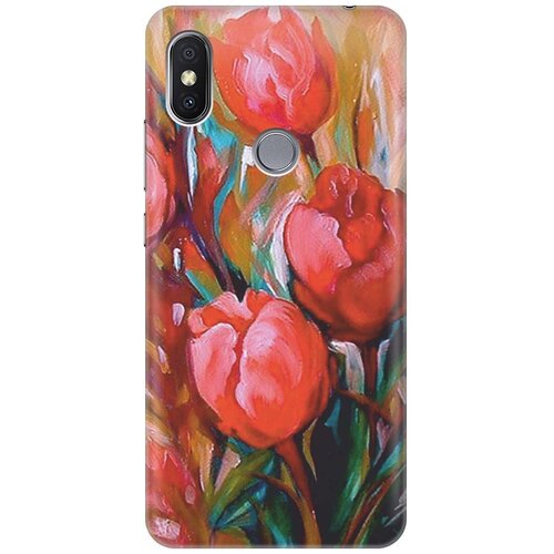 фото Gosso ультратонкий силиконовый чехол-накладка для xiaomi redmi s2 с принтом "тюльпаны"