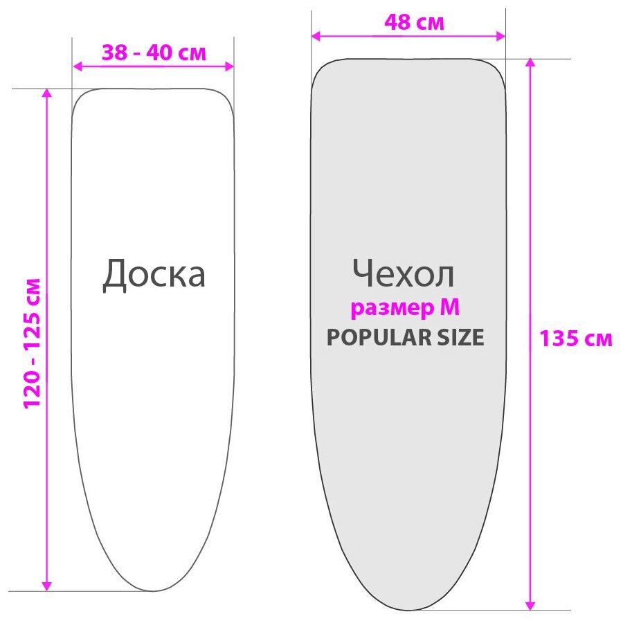 Чехол для гладильной доски VARMAX, размер 135*48 см (M), серия HERBAL BLACK - фотография № 4