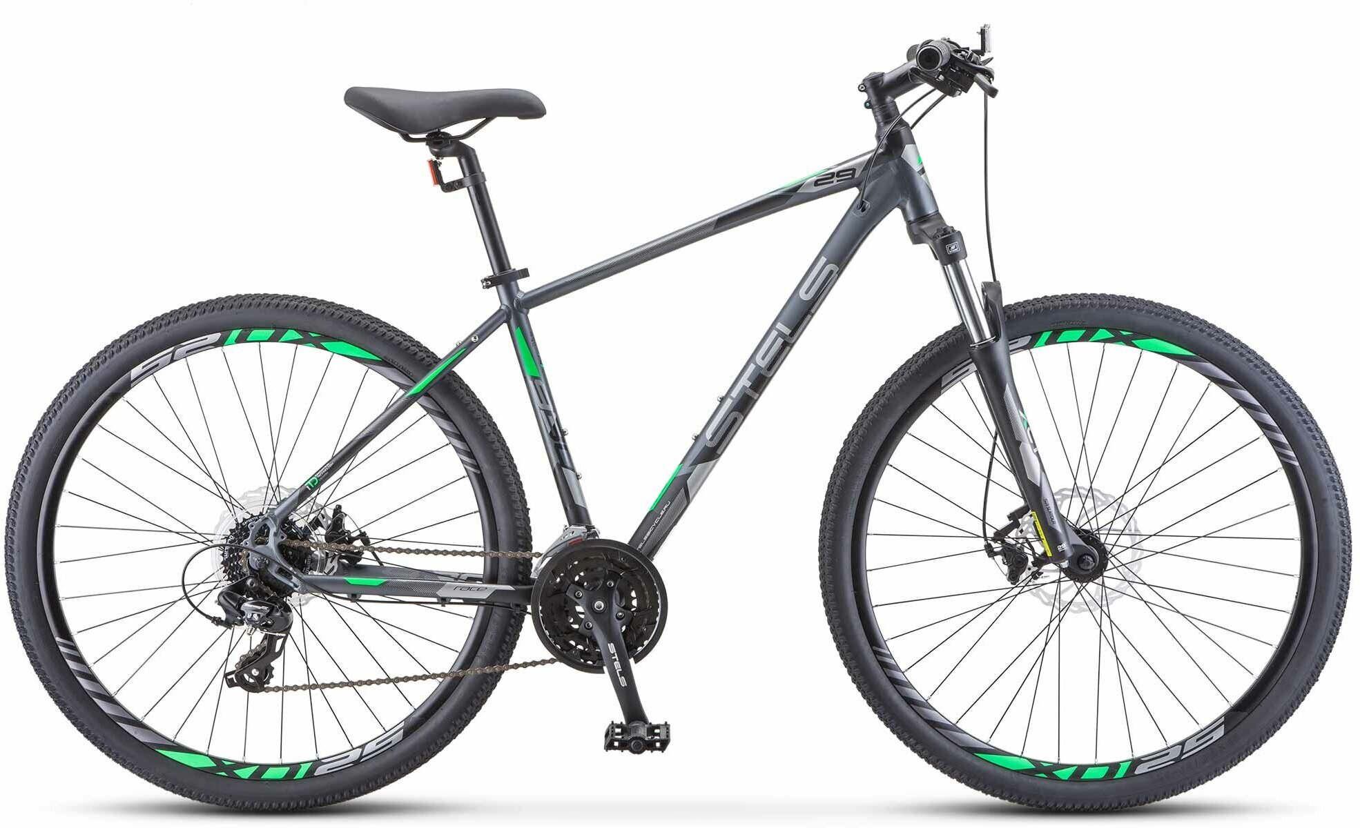 Горный (MTB) велосипед Stels Navigator 930 MD 29 V010 (2022) рама 16.5, антрацитовый-зеленый