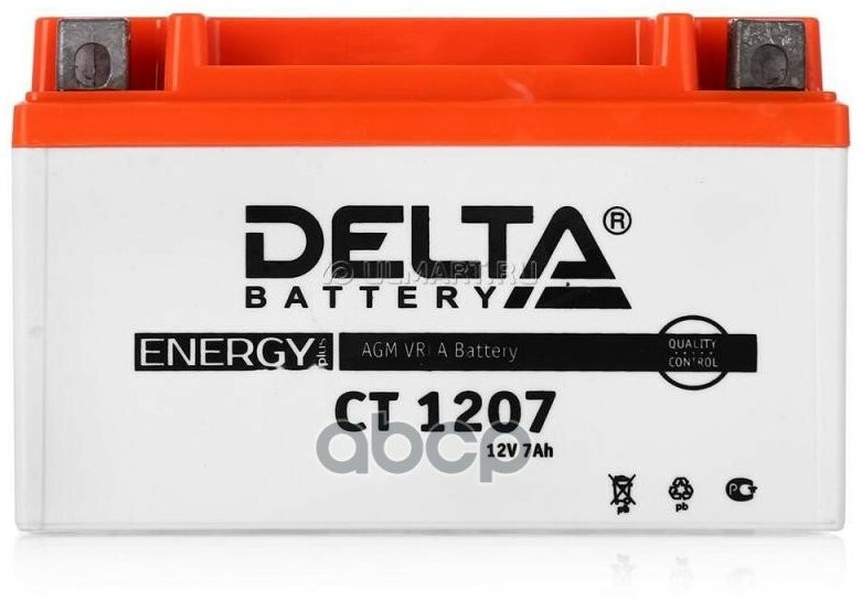 Аккумулятор Delta Battery Мото Agm 7 А/Ч Прямая L+ 150X86x94 Cca105 А DELTA battery арт. CT 1207