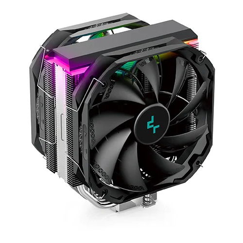 Кулер для процессора DEEPCOOL AS500 PLUS LGA20XX/1700/1200/115X/AM5/AM4 (8шт/кор, TDP 220W, PWM, ARGB Led, DUAL Fan 140mm, 5 тепл. Трубок ) RET (AS500 PLUS) кулер id cooling se 207 xt slim snow lga20xx 1700 1200 115x am4 12шт кор tdp 220w pwm 7 тепл тру