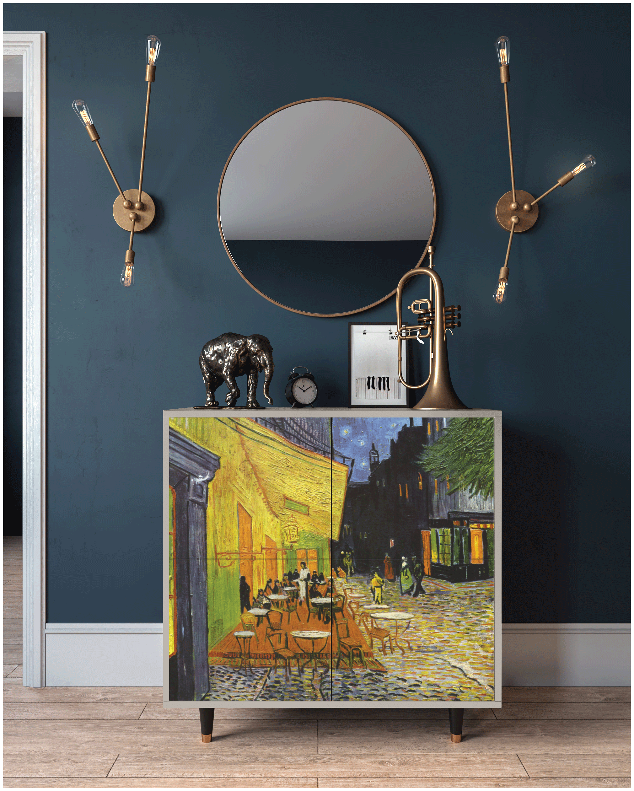 Комод - STORYZ - BS3 Café Terrace at Night by Vincent van Gogh, 94 x 96 x 48 см, Сатин