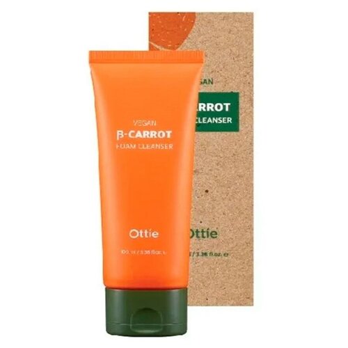 Очищающая веган-пенка на основе органической моркови Ottie Vegan Beta-Carrot Foam Cleanser, 100мл пенка для снятия макияжа ottie очищающая веган пенка на основе органической моркови ottie vegan beta carrot foam cleanser