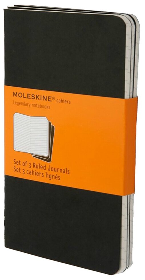 Блокнот Moleskine Cahier Journal QP311 Pocket 90x140мм обложка картон 64стр. линейка черный (3шт) QP