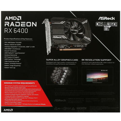 Видеокарта ASRock Radeon RX 6400 Challenger ITX 4GB (RX6400 CLI 4G)