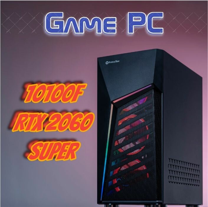 Системный блок игровой компьютер (Intel Core i3-10100F, RAM 16 ГБ, SSD 1 ТБ, NVIDIA GeForce RTX 2060 Super (8 Гб), Windows 10 Pro)