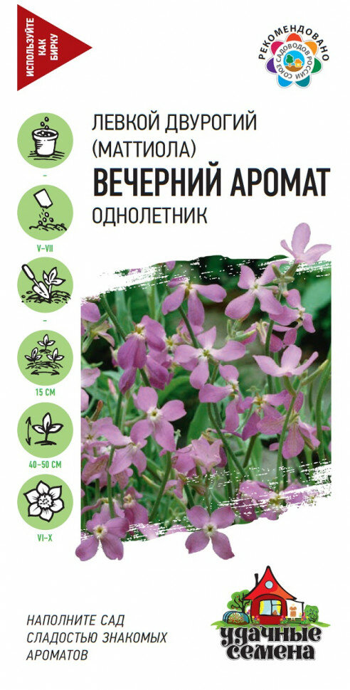 Семена Левкой двурогий (Маттиола) Вечерний аромат смесь 03г Удачные семена 10 пакетиков