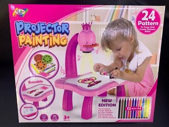 Детский проектор для рисования со столиком PROJECTOR PAINTING (розовый)