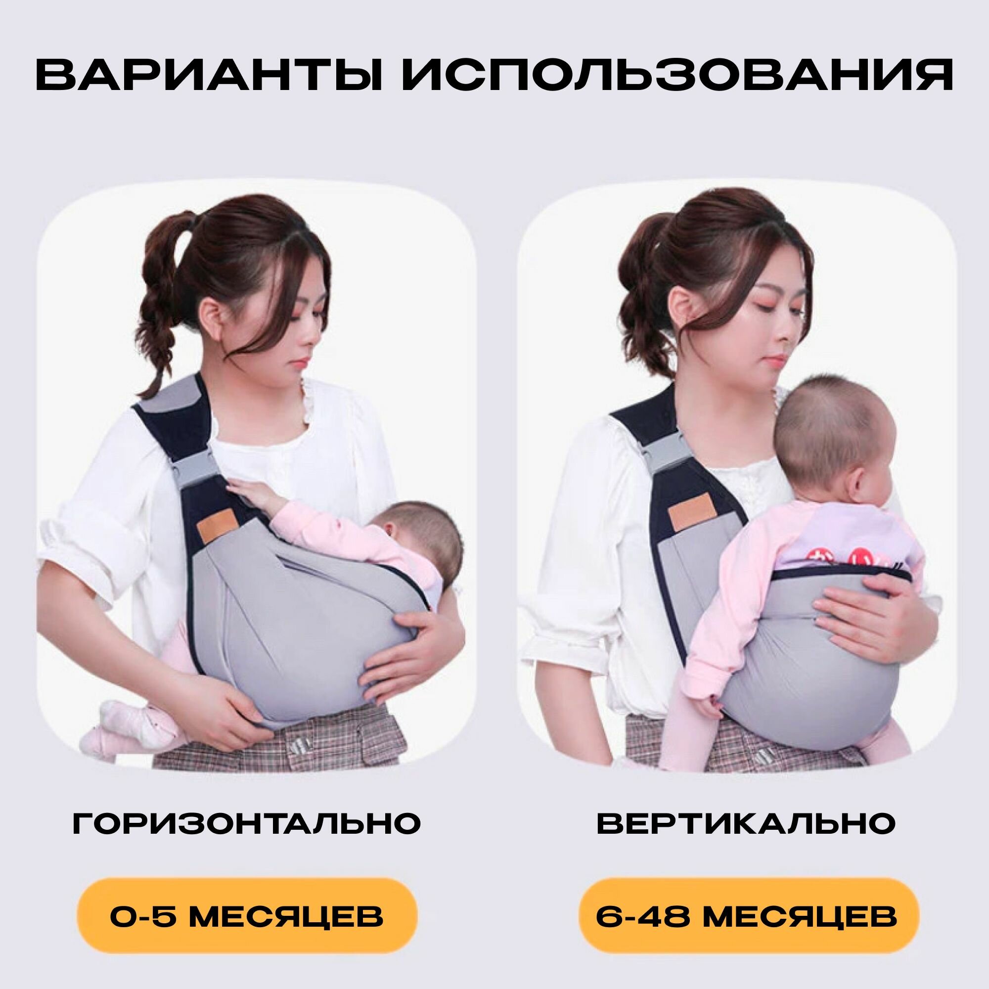 Слинг переноска для новорожденных детей до 3-х лет, эргорюкзак переноска для малышей