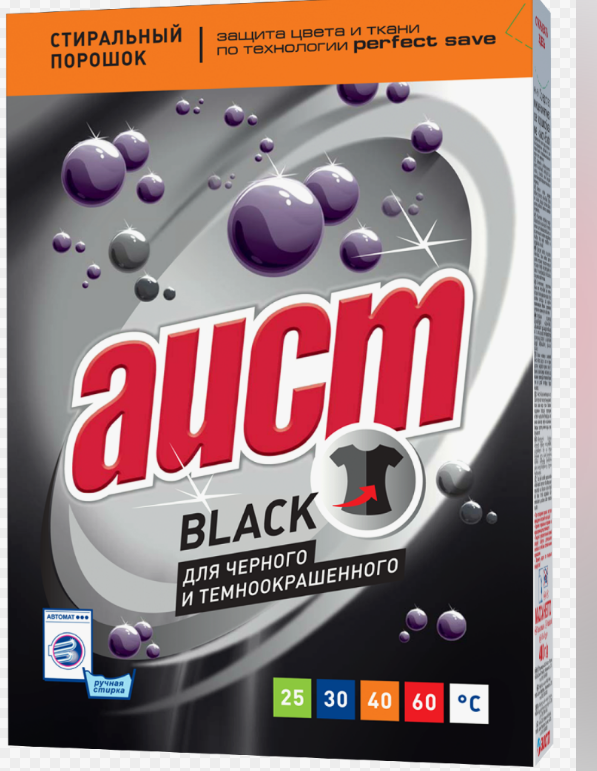 Стиральный порошок Аист Black, 0.4 кг, для черных и темных тканей, для хлопковых тканей