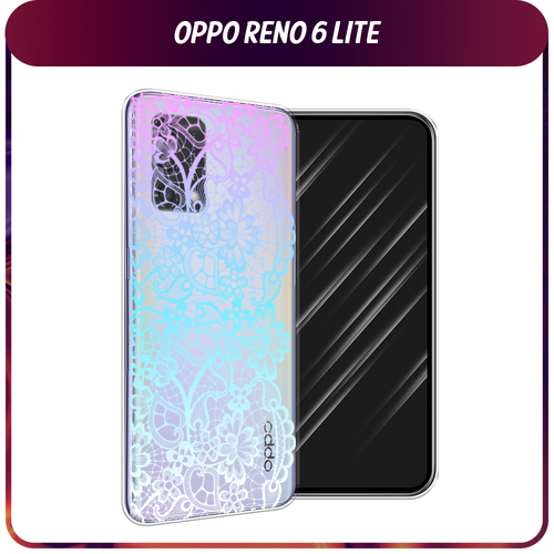 Силиконовый чехол на Oppo Reno 6 Lite / Оппо Рено 6 Лайт Радужный кружевной узор, прозрачный силиконовый чехол на oppo reno 6 lite оппо рено 6 лайт енот