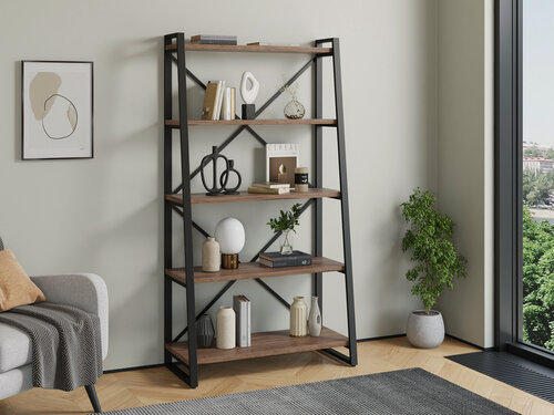 Изображение товара Стеллаж Айсберг Лофт 100х187 Черный/дуб крафт табак