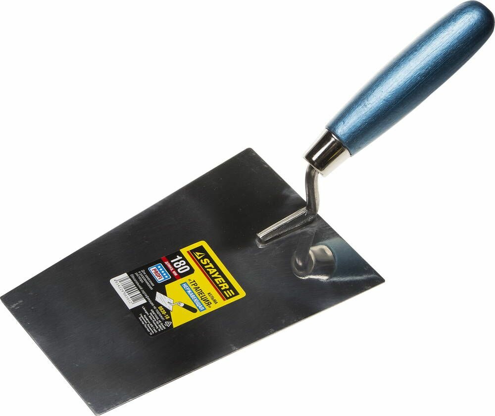 Кельма трапеция STAYER 180 мм нержавеющее полотно деревянная рукоятка профессиональная 0830-18