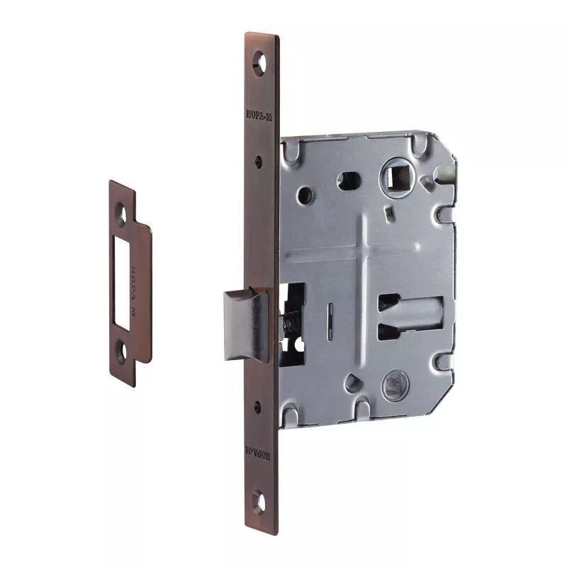 Защёлка врезная с фиксацией 70 мм старая медь Нора-М 14479