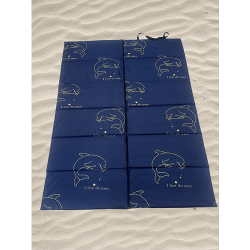 Коврик двойной на молнии 155x(55+55)x1,0 см, 6 сложений, наполнитель пенка, Дельфин синий, арт. 1166