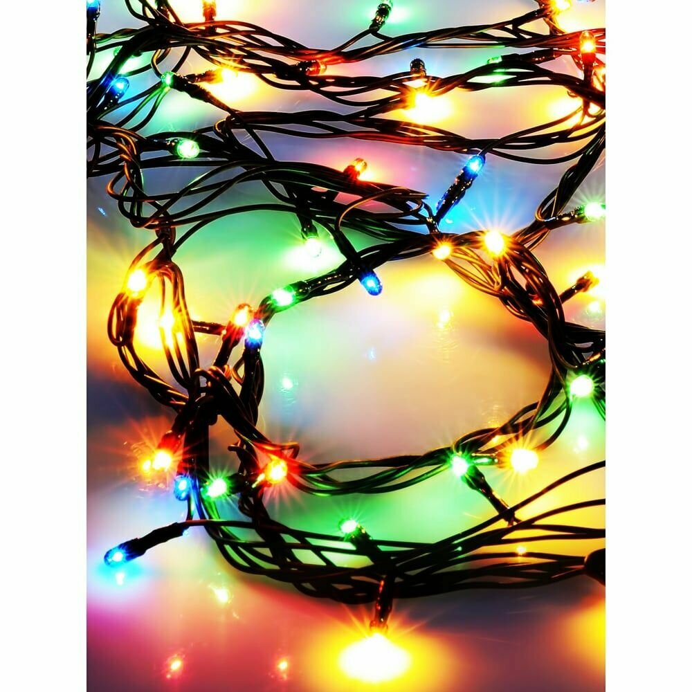 Гирлянда светодиодная 80LED зел. провод 8.8м (7.3+1.5) расстояние между лампами 10см 8 режимов мигания IP20 мультиколор Космос KOC_GIR80LED_RGB