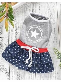 Платье для кошек и собак серо-синее Звезда разм М (29)