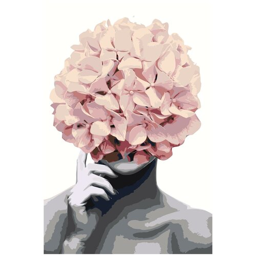 цветочная голова обнаженной девушки раскраска картина по номерам на холсте Розовая Цветочная голова Раскраска картина по номерам на холсте