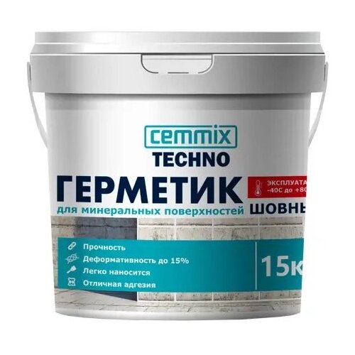 Герметик универсальный Cemmix Акриловый, белый, 15 кг герметик универсальный cemmix акриловый серый 15 кг