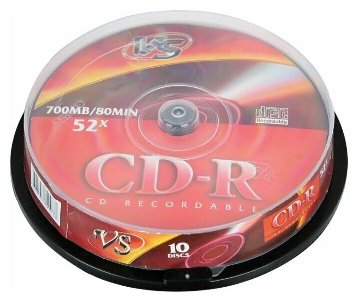 Носители информации CD-R, 52x, VS, Cake/10, VSCDRCB1001