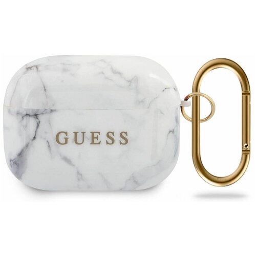 фото Чехол guess для airpods pro marble design, белый