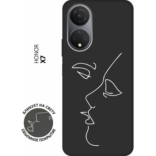 Матовый чехол Faces W для Honor X7 / Хонор Х7 с 3D эффектом черный матовый чехол lovely fingerprints w для honor x7 хонор х7 с 3d эффектом черный