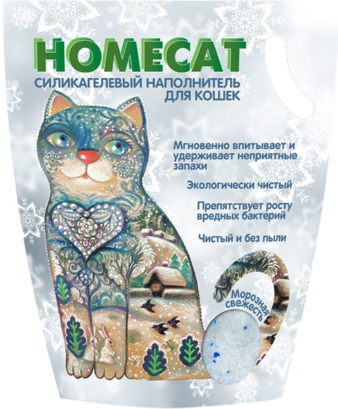 HOMECAT морозная свежесть наполнитель силикагелевый для туалета кошек (7,6 л)